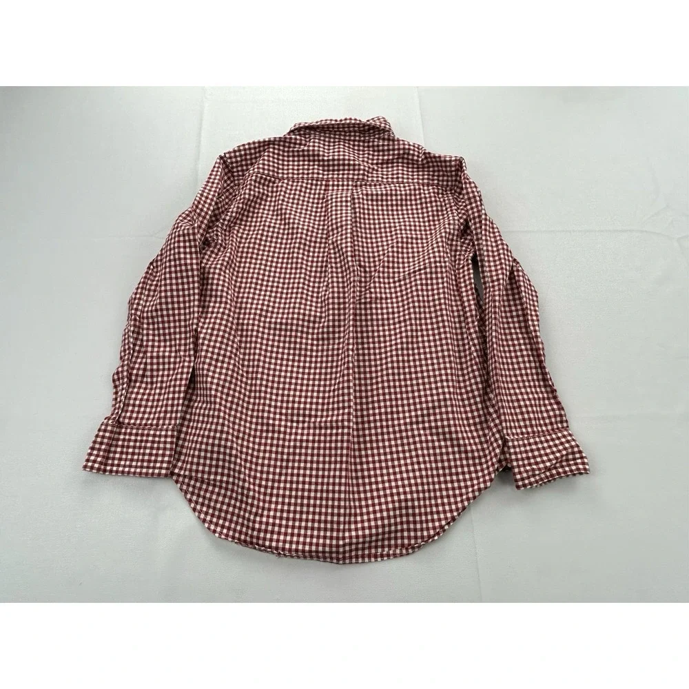 Ralph Lauren Boys Size 5 Red White Gingham Button Down Long Sleeve Cotton Shirt
